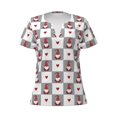 thumbnail image 4 of Wukai Gnomes and Hearts Casual V-Neck Graphic Tees for Women: Lightweight and Breathable Summer Tops with Stylish Design-Large, 4 of 8