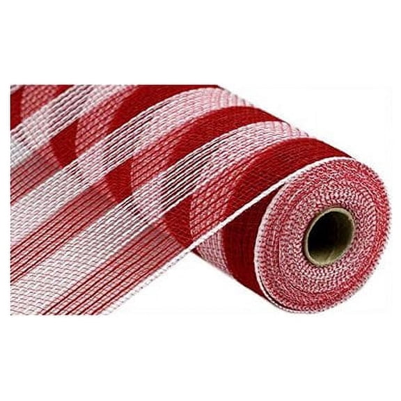 Red White Striped Deco Mesh - 10" x 10 Yards, Memorial Day, 4th of July, America 250 Anniversary, Mother's Day, Patriotic Wreath Decoration, Garland, Gift Wrapping, Summer Picnic, Spring, Team Colors