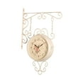 thumbnail image 3 of Reloj de pared de doble cara de 8 pulgadas, silencioso, con pantalla de 12 horas, giratorio, vintage blanco, 3 of 9