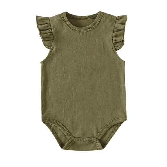 JAJAHO Baby Girls Clothes Ruffle Sleeveless Bodysuit Toddler Kids Solid Color Crewneck Casual Romper Summer Stylish One-Pieces