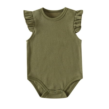 

Baby Girls Ruffle Short Sleeve Bodysuit Solid Casual Plain Blouse Top Romper Knitted Outfits Clothes Leotard for Toddlers Ballet Clothes for Girls Winter Baby Girl Dresses 12-18 Months 12 Month