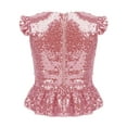 thumbnail image 4 of Sxiwei Kids Girls Sequins Ruffles Sleeves Tee Shirt Peplum Crop Tops Dancewear Mermaid Birthday Dress Pink 8, 4 of 5