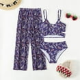 thumbnail image 2 of Coerni Teen Girls Tie Dye Swimsuit 3 Piece Bikini Criss Cross Swim Suits and Soft Wide Leg Long Pants Bathing Shorts Swimwear, 2 of 7