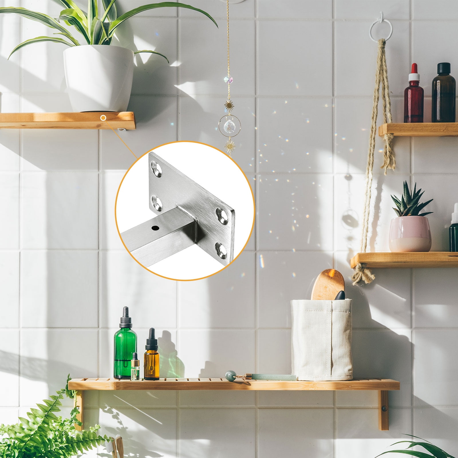 Floating Shelf Bracket, 4 Pack 6 Inch Stainless Steel Hidden Wall Mounted Shelf Supports