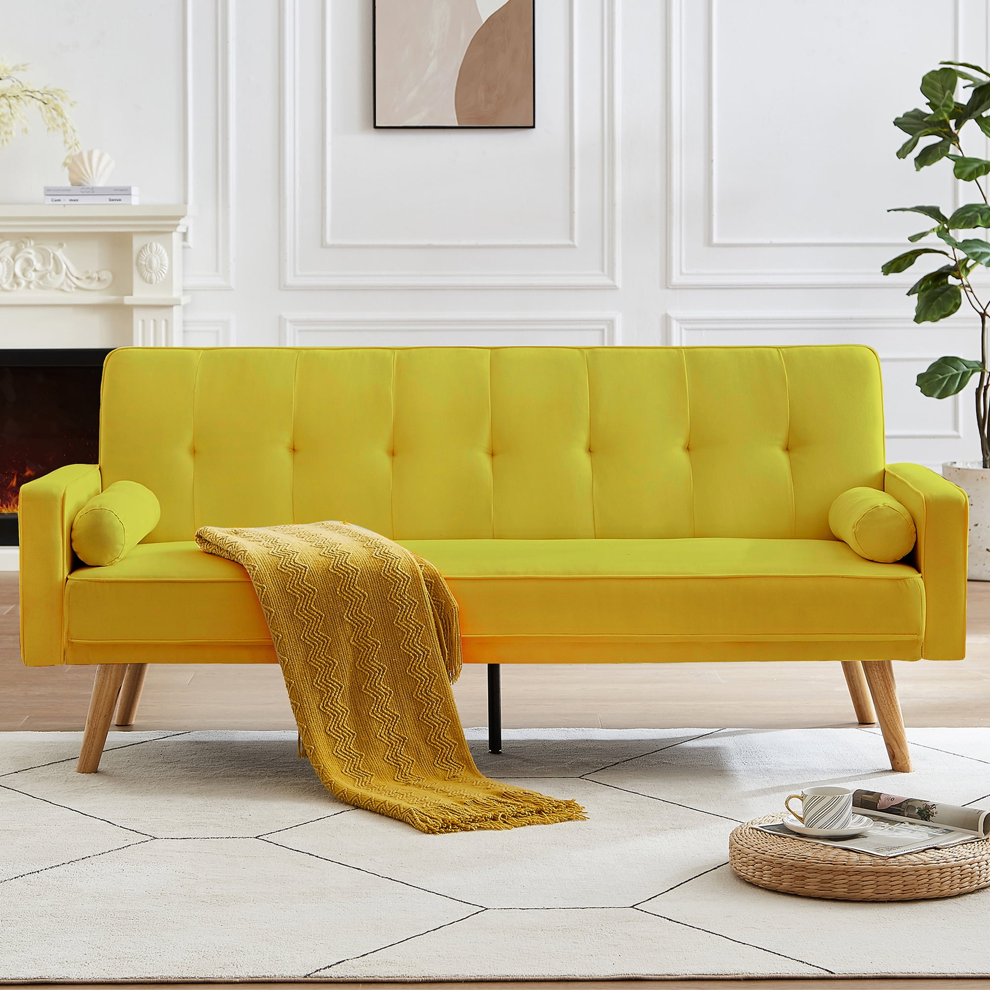 HSUNNS Convertible Futon Sofa Bed, Fabric Upholstered Folding Sleeper