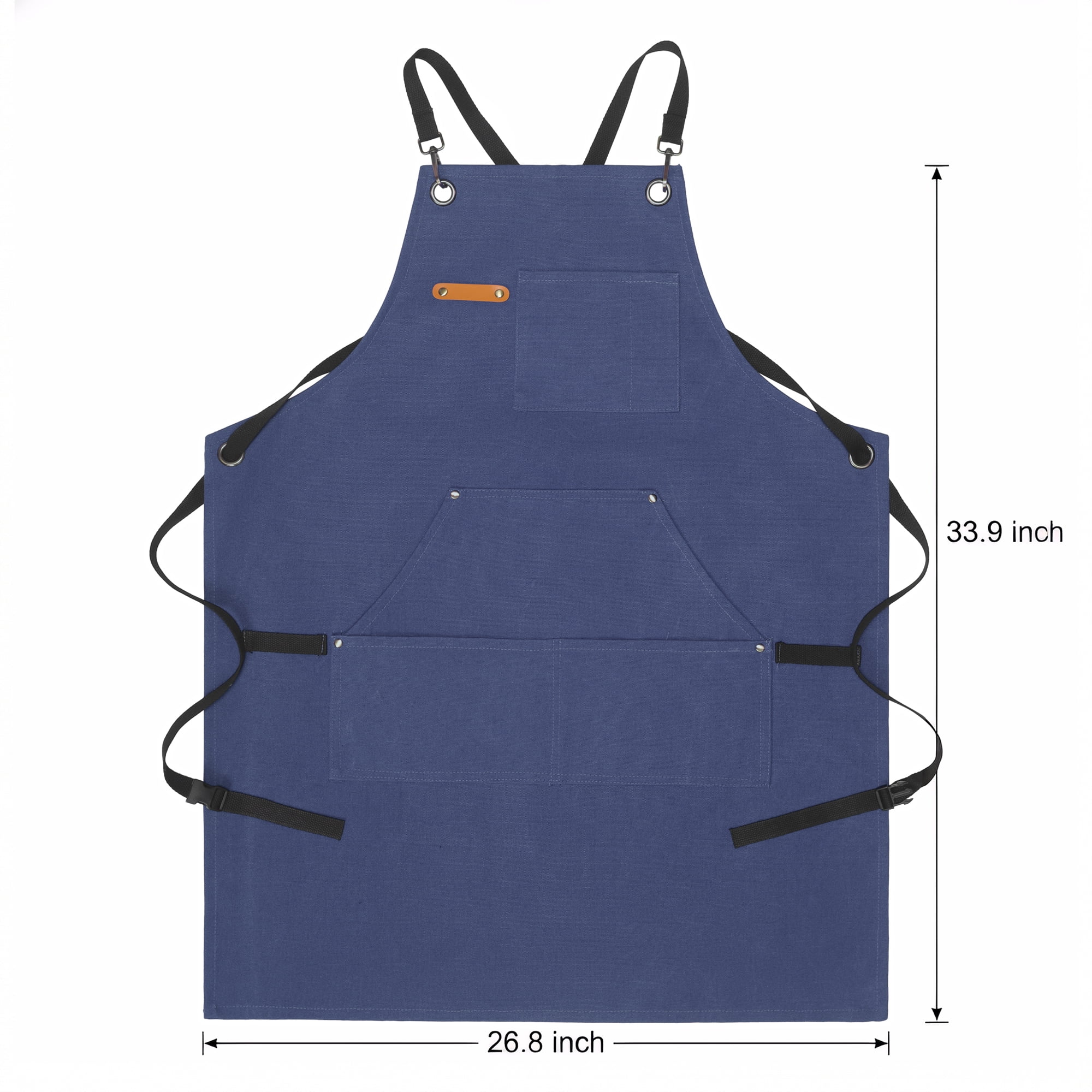 Unique Bargains Adjustable Waterproof Kitchen Apron with Pockets Durable Polyester Blue