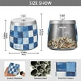 thumbnail image 2 of Yayeee Ashtray with Lid for Cigarette Smokeless Stainless Steel Home Ash Holder, Blue and Gray Plaid Pattern, 2 of 7