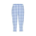 thumbnail image 4 of Women's Yoga Capri Pants Checkered Elastic Waist Pants Summer Casual Beachwear Soft Lightweight Lounge Pants (L, Blue), 4 of 4