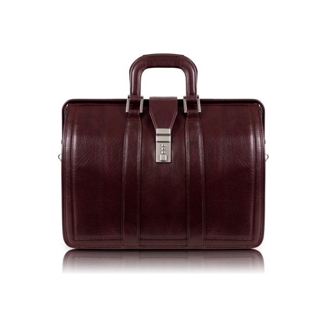 McKleinUSA 83346 17 in. V Series Morgan Leather Litigator Laptop Briefcase, Burgundy