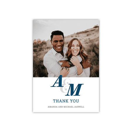 - Personalized Wedding Thank You - Modern Monogram - 5 x 7 Flat