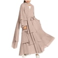 thumbnail image 2 of Traje de falda para niños y niñas, Festival musulmán de Ramadán, color sólido, manga larga, cuello en V, vestido flotante de gasa de tres capas, ropa para niños, vestido elegante, vestido de poliéster, 2 of 9