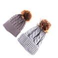 thumbnail image 1 of 2pcs / Set Sombreros y Gorras de Invierno Punto Casquillo de Gorrita Tejida Gris Salvador Mamá niños sombreros, 1 of 7