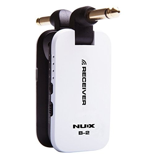 NUX B-2 Wireless Guitar System 2.4GHz Rechargeable 4 Channels Wireless Audio Transmitter Receiver White Renewed 