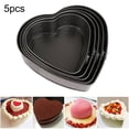 thumbnail image 1 of 5pcs Heart-shaped Springform Pan Set Non-stick Leakproof Cake Tray Bakeware Heat-resistant Baking Molds Detachable Bottom with Latch Kitchen Gadgets, 1 of 9