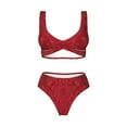 thumbnail image 5 of Honeii Vintage Burgundy Print Women’s Bikini Set,Two Piece Swimsuit Bathing Suits,Stylish High Elasticity Swimwear for Beach and Pool, 5 of 7