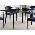 thumbnail image 3 of Modern Stylish 5pc Dining Set Black Sintered Stone Table and 4 Chairs Blue Fabric Uphlostered Luxury Dining Furniture, 3 of 7