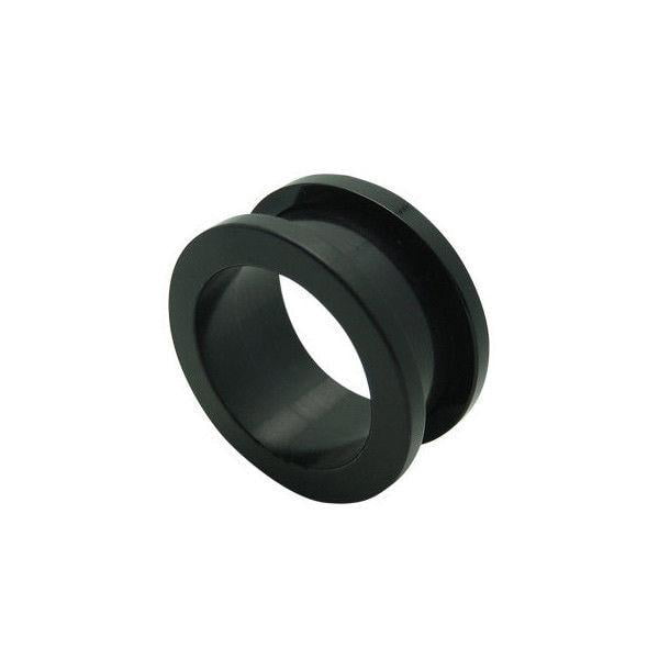 2 x BLACK Flesh Tunnel Ear Plug double flared screw on acrylic silicone steel 