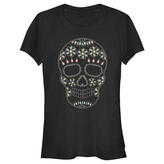Junior's Lost Gods Halloween Sugar Skull  Graphic Tee Black Large
