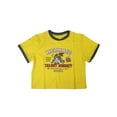 thumbnail image 2 of Qmyliery Ladies Summer Slim Midriff-baring Tops, Women Contrast Color Mermaid Letter Printing Round Collar Short Sleeve Pullover T-shirt,S/M/L/XL, 2 of 9