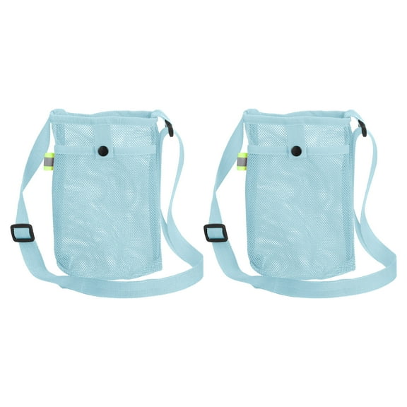 Uxcell 2 Pcs Water Bottle Holder with Adjustable Shoulder Strap Mesh Water Bottle Carrier, Light Blue