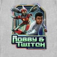thumbnail image 2 of Women's Transformers: EarthSpark Robby and Twitch  Graphic Tee Athletic Heather Medium, 2 of 4
