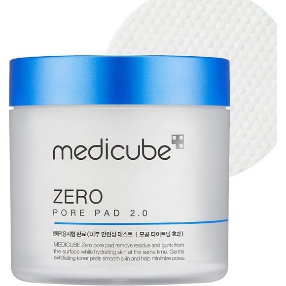 Medicube Zero Pore Pads 2.0 - Dual-Textured Facial Toner Pads for Exfoliation and Minimizing Pores with 4.5% AHA Lactic Acid & 0.45% BHA Salicylic Acid - Ideal for All Skin Types - Korean Skin Care