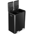 thumbnail image 5 of HomGarden 16 Gallon Dual Compartment Trash Can Stainless Steel Step Garbage Can Home Kitchen, Black, 5 of 12