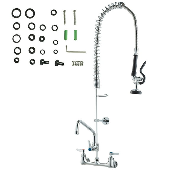 KFFKFF 36" High Commercial Wall Mount Kitchen Sink Faucet Pre-Rinse Sprayer