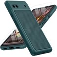 thumbnail image 1 of LAICAIW for Google Pixel 6a Phone Case: Dual Layer Protective Heavy Duty Cell Phone Cover Shockproof Rugged with Non Slip Textured Back-Military Drop Protection Bumper Tough (Dark Green), 1 of 7