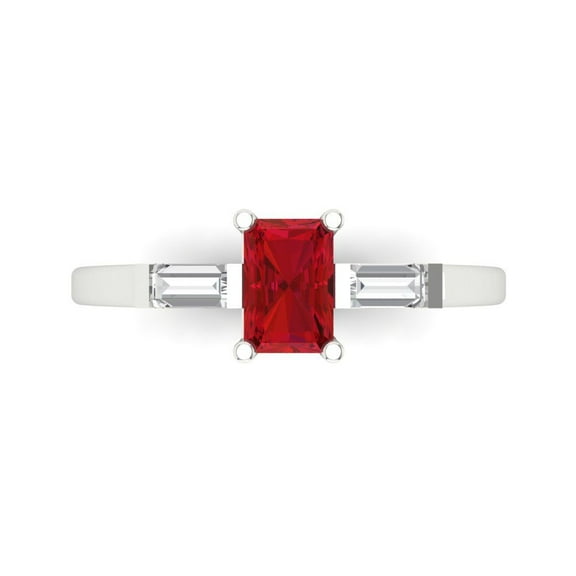 Clara Pucci 14K White Gold 0.8ct Tourmaline Three-Stone Ring for Women