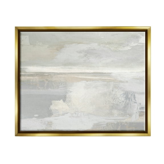 Stupell Industries Modern Grey Scenery Abstract Painting Gold Floater Framed Canvas Art Print Wall Art, 21 x 17