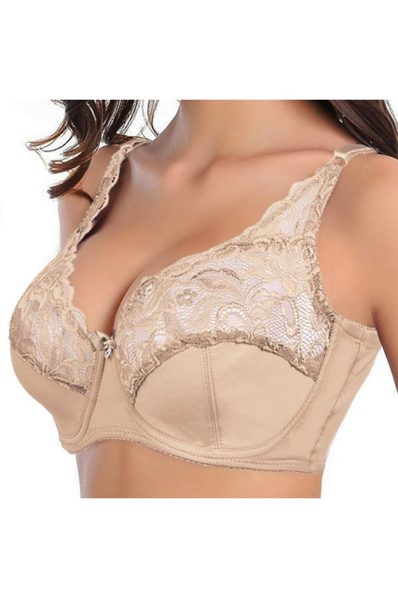 Women Underwire Lace Bra Embroidery Floral Bralette Unlined 3/4 Cups Bra Non-Padded Push up Brassiere