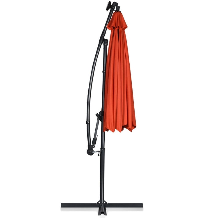 Aimee Lii 10 ft 360° Rotation Solar Powered LED Patio Offset Umbrella without Weight Base, Outdoor Umbrellas for Patio, Orange Aimee Lii 10 ft 360° Rotation Solar Powered LED Patio Offset Umbrella without Weight Base, Outdoor Umbrellas for Patio, Orange