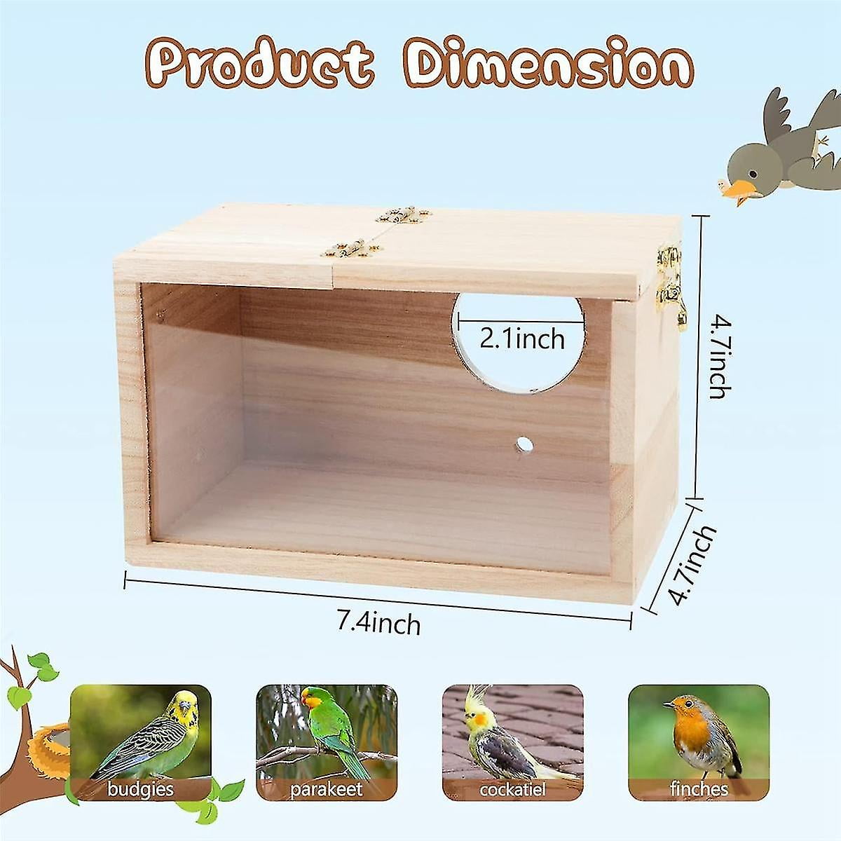 Parakeet Nesting Box Transparent Bird House For Cage Wood Breeding