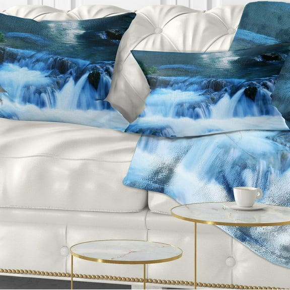 Designart 12" x 20" Blue Polyester Throw Pillow