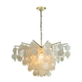 thumbnail image 3 of 6-Light 29.5" Cone Shape 5-Tier Coastal Capiz Shells Chandelier With Antique Gold Metal, 3 of 5