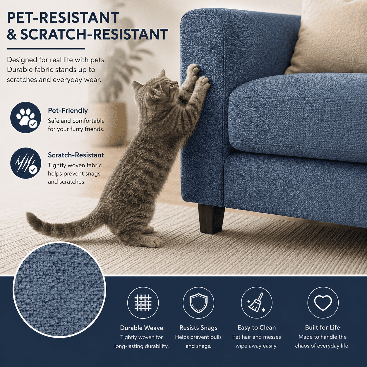 Liz Jordan Hill Ocean Blue Luxury Chenille Upholstery Fabric by The Yard Water Cleanable Stain Resistant Material for Chair Ac Spirit 40 Jelly