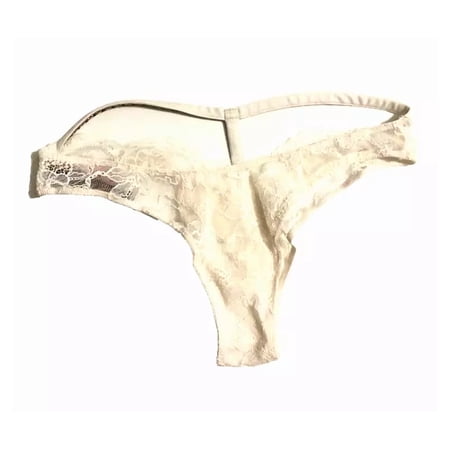 Victoria's Secret Y-Back Shine Chain Strap Lace Brazilian Panty Color White , Small NWT
