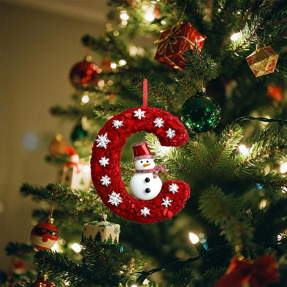 Adorno colgante acrílico con forma de letra para árbol de Navidad | Decoración con alfabeto para decoración navideña DIY | Decoración colgante para árbol de Navidad, corona, ventana, pared
