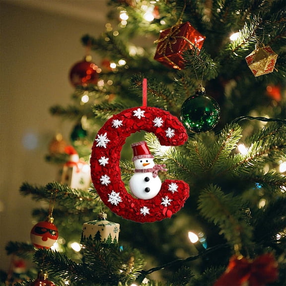 Luxcidy Personalized Christmas Ornaments-Personalized A-Z Letter Ornaments for Christmas Tree, Snowman Christmas Ornaments, Cute Flat Christmas Tree Letter Decoration Gift for Kids(C)
