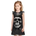thumbnail image 1 of Fotbe Black White Hat Skull Vestido de Dormir para Niñas de 3 a 10 Años, Mangas Cortas, Estilo Princesa, Pijama Camisón con Mangas Voladas-Large, 1 of 6