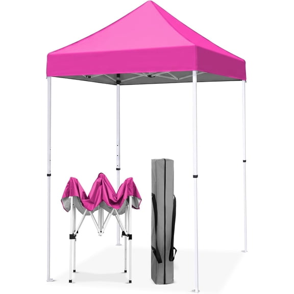 5x5 Pop Up Canopy Tent Instant Outdoor Canopy Easy Set-up Straight Leg Folding Shelter, Pink