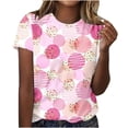 thumbnail image 2 of Fiudx Ofertas Flash Del Día Solo En Línea Blusa Holgada Estampada con Cuello Redondo Retro de Manga Corta a La Moda para Mujer, 2 of 4