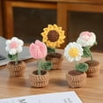 thumbnail image 3 of Sunflower Tulip Wool Weaving Handmade Diy Bouquet Small Potted Simulation Flower Self-Woven Material Bag Crochet Flower, 3 of 12