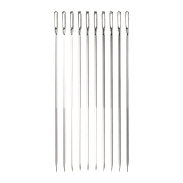 Uxcell 10pcs 3.94 pulgadas Agujas de Tapicería Agujas de Coser de Ojo Grande Agujas de Coser Rectas de Acero Inoxidable