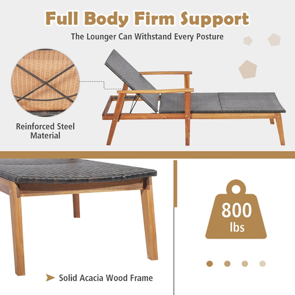 Aimee Lii Patio Rattan Lounge Chair with 4-Position Adjustable Backrest, Patio Loungers Aimee Lii Patio Rattan Lounge Chair with 4-Position Adjustable Backrest, Patio Loungers