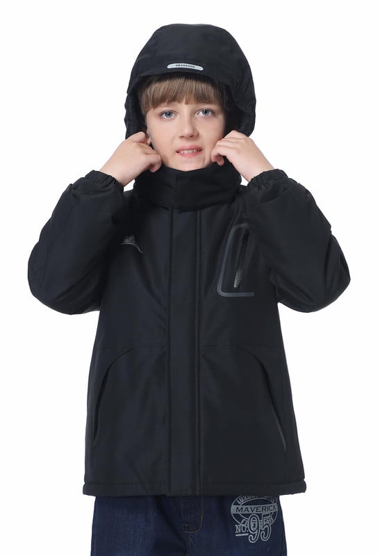 Kid's Water Resistant Snow Jacket Girl's Warm Skiing Jackets Winter Coat, Black