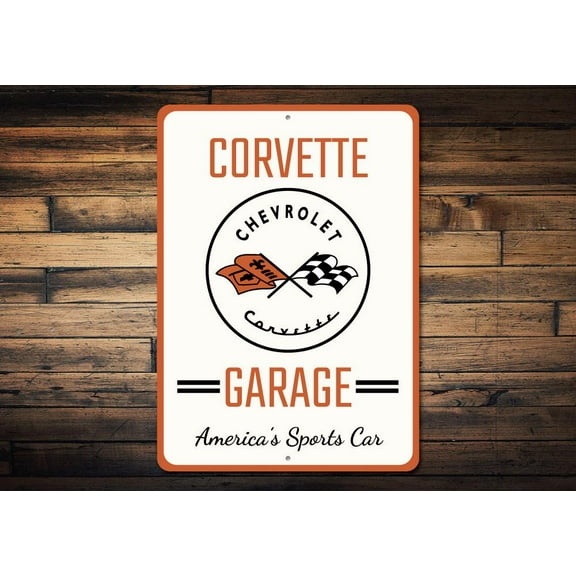 Corvette Sports Car Novelty Decor, Metal Wall Sign - 10x14 Inches