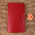 thumbnail image 2 of Cuaderno de viaje clásico de piel sintética, personalizado, diario, bloc de notas recargable (rojo), 2 of 10