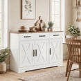 thumbnail image 2 of HOMCOM Buffet Bahut, Armoire de Cuisine Style Ferme 43 Pouces, Blanc, 2 of 10